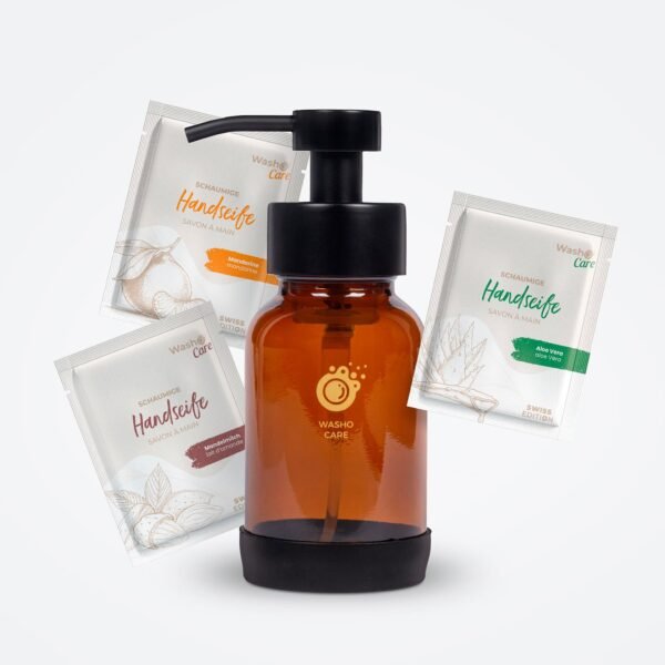 Seifenspender-Mockup-Set Washo Care savon pour les mains